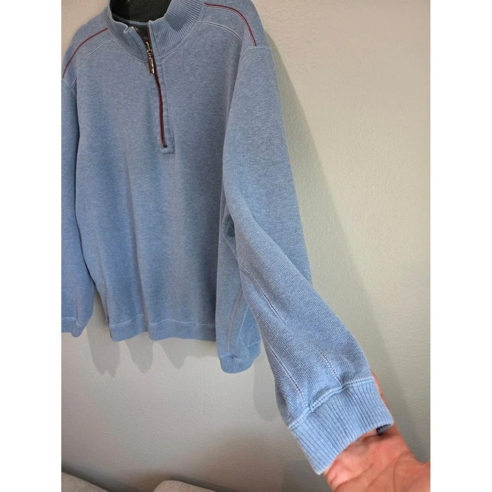 Tommy Bahama Quarter Zip Pullover Mens XL Blue Green Excellent Reversible